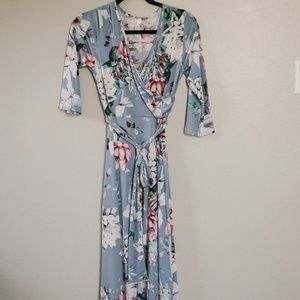 pinkblush blue floral wrap maternity/nursing dress